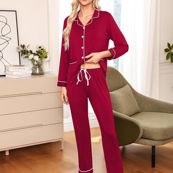 SWOMOG Other - Modal Women's Pajamas Set 2 Piece Button Down Pjs Long Sleeve -NWT